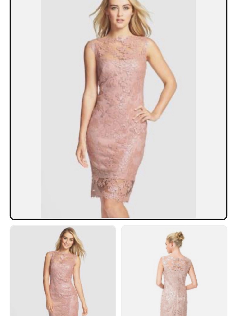 Tadashi Shoji Dusty Rose Lace Midi Sheath Dress